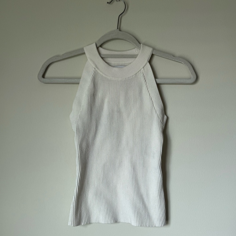 Nine West Ivory Ribbed Tank Top